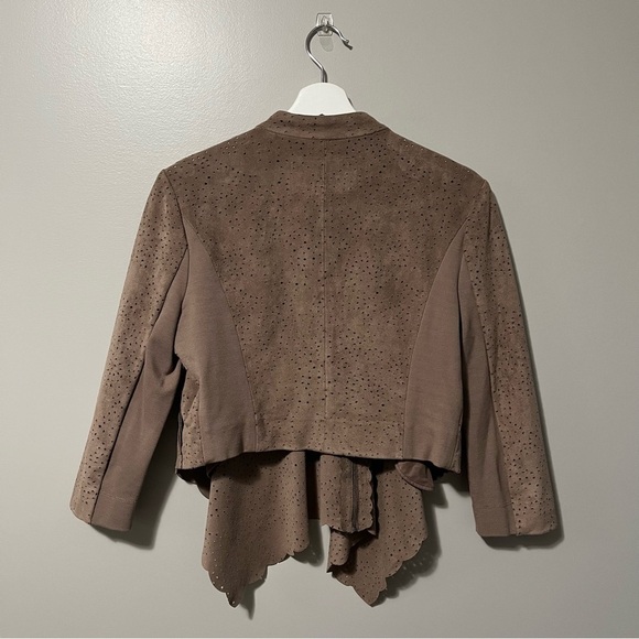 BCBGMaxAzria Brown Faux Suede Asymmetrical Crop Jacket - Picture 10 of 15